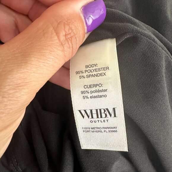 NWT White House Black Market Top M One Shoulder Sleeve Puff Tank Black #WHBM2 - Picture 4 of 8